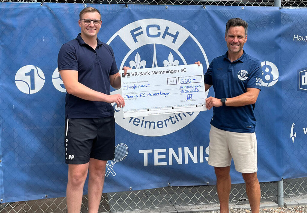 Spende der VR Bank Memmingen an die FCH Tennisabteilung für die Jugendarbeit